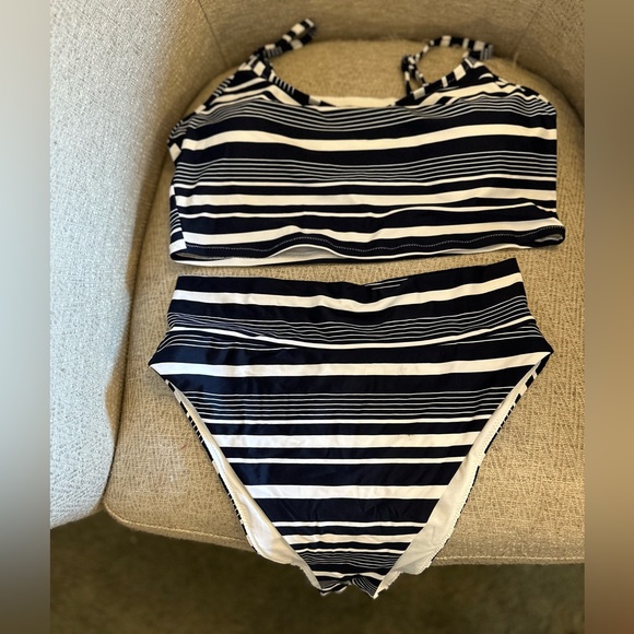 Navy/White Stripe Tankini Top - Picture 3 of 5